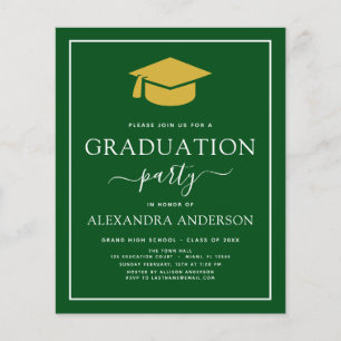Prospectus 11,4 Cm X 14,2 Cm Budget 2022 Graduation Party Green Gold Flyer