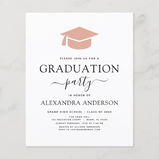 Prospectus 11,4 Cm X 14,2 Cm Budget 2022 Graduation Party rose blanc (Devant)