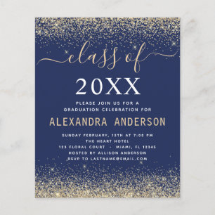 Prospectus 11,4 Cm X 14,2 Cm Budget 2023 Graduation Gold Navy Blue Invitation