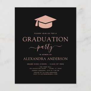 Prospectus 11,4 Cm X 14,2 Cm Budget 2023 Parti des diplômés Blush Pink Black