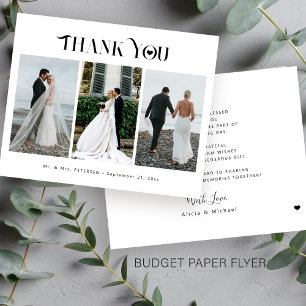 Prospectus 11,4 Cm X 14,2 Cm Budget 3 collage de photos remerciement de mariage