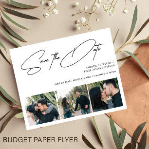 Prospectus 11,4 Cm X 14,2 Cm Budget 3 photos mariage moderne faire part de sauv