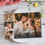 Prospectus 11,4 Cm X 14,2 Cm Budget 4 Photo Collage Mariage Merci Fl Script<br><div class="desc">Budget Moderne, Elégant Mariage à la main (4) Photo Collage Merci personnalisé à petit budget abordable THIN (!) carte. ***VEUILLEZ NOTER! DÉFILEZ!*** modèle mariage élégant avec quatre (4) photos sur le devant et une (1) photo sur le dos. Avec le texte "Merci" dans une main tourbillonnant lettré script de typographie...</div>