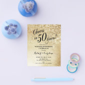 Prospectus 11,4 Cm X 14,2 Cm Budget 50e anniversaire Gold Invitation (Simple)