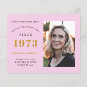 Prospectus 11,4 Cm X 14,2 Cm Budget 50e anniversaire Invitation 1973 Nom Photo