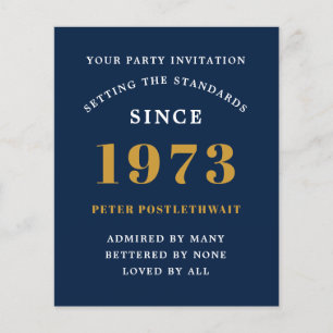 Prospectus 11,4 Cm X 14,2 Cm Budget 50e anniversaire Invitation Black Gold 1973