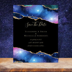 Prospectus 11,4 Cm X 14,2 Cm BUDGET AGATE Purple Gold Glitter SAVE DATES