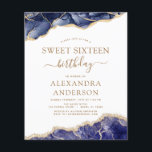 Prospectus 11,4 Cm X 14,2 Cm Budget Agate Sweet 16 Marine Blue Gold<br><div class="desc">Budget Agate Geode Marine Blue and Gold Foil Invitations de fête d'anniversaire - comprend un script moderne magnifique et élégant pour la fête d'anniversaire du Sweet sixteen spécial (16e).</div>