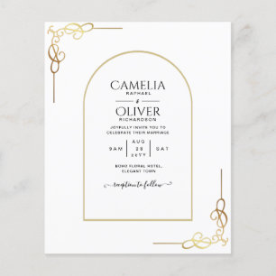 Prospectus 11,4 Cm X 14,2 Cm Budget All-in-1 Gold Accent Wedding INVITE