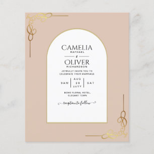 Prospectus 11,4 Cm X 14,2 Cm Budget All-in-1 Gold Accent Wedding INVITE
