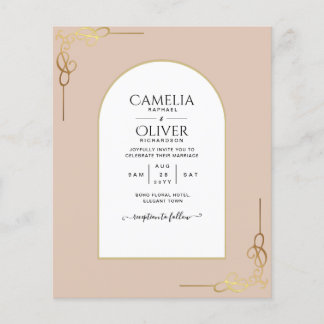 Prospectus 11,4 Cm X 14,2 Cm Budget All-in-1 Gold Accent Wedding INVITE