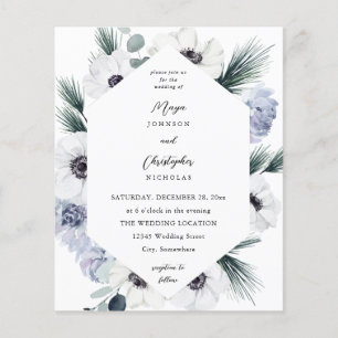 Prospectus 11,4 Cm X 14,2 Cm Budget Anémone Fleurs Blanches d'Hiver Mariage - V