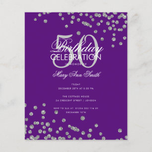 Prospectus 11,4 Cm X 14,2 Cm Budget Anniversaire Argent Parties scintillant Con