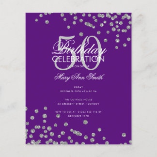 Prospectus 11,4 Cm X 14,2 Cm Budget Anniversaire Argent Parties scintillant Con