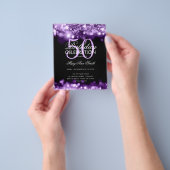 Prospectus 11,4 Cm X 14,2 Cm Budget Anniversaire Fête Élégante Lumière Violet (main)