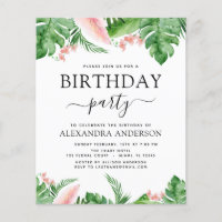 Budget Anniversaire Fête Tropical Palm Floral
