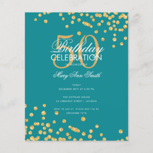 Prospectus 11,4 Cm X 14,2 Cm Budget Anniversaire Gold Parties scintillant Confe
