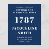 Prospectus 11,4 Cm X 14,2 Cm Budget Anniversaire Invitation Bleu Blanc (Devant)