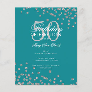 Prospectus 11,4 Cm X 14,2 Cm Budget Anniversaire Parties scintillant Argent Con