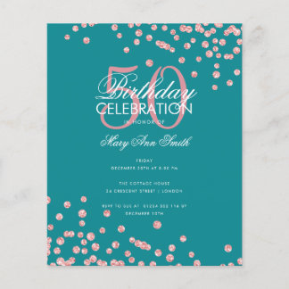 Prospectus 11,4 Cm X 14,2 Cm Budget Anniversaire Rose Parties scintillant or Tu