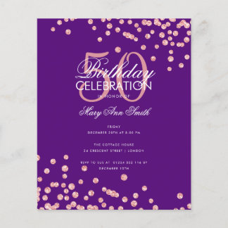 Prospectus 11,4 Cm X 14,2 Cm Budget Anniversaire Rose Parties scintillant or vi