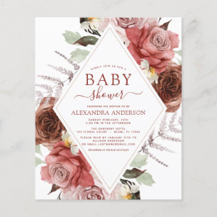 Prospectus 11,4 Cm X 14,2 Cm Budget Automne Baby shower Terracotta Floral Flyer