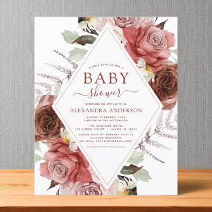 Prospectus 11,4 Cm X 14,2 Cm Budget Automne Baby shower Terracotta Floral Flyer