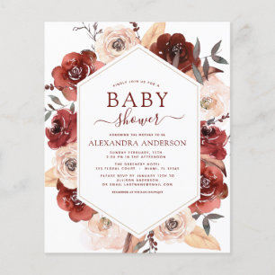Prospectus 11,4 Cm X 14,2 Cm Budget Baby shower d'automne brûlé Orange Floral