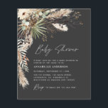 Prospectus 11,4 Cm X 14,2 Cm Budget baby shower pampas moderne noir élégant<br><div class="desc">Baby shower budget pampas herbe et eucalyptus moderne boho élégant design invitation de fête élégant. Dans une terre cuite contemporaine,  vert sauge,  naturel,  crème et noir colorway.</div>