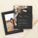 Prospectus 11,4 Cm X 14,2 Cm Budget baby shower pampas moderne noir photo boho<br><div class="desc">Baby shower budget pampas herbe et eucalyptus moderne boho élégant design d'invitation de la fête photo élégante. Dans une terre cuite contemporaine,  vert sauge,  naturel,  crème et noir colorway.</div>