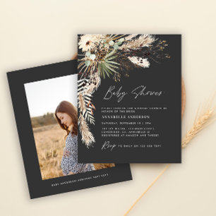 Prospectus 11,4 Cm X 14,2 Cm Budget baby shower pampas moderne noir photo boho