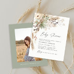 Prospectus 11,4 Cm X 14,2 Cm Budget baby shower pampas moderne verte élégante m<br><div class="desc">Baby shower budget pampas herbe et eucalyptus moderne boho élégant design de fête photo élégant. Dans une terre cuite contemporaine,  vert sauge,  naturel,  crème et noir colorway.</div>