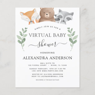 Prospectus 11,4 Cm X 14,2 Cm Budget Baby shower virtuel Woodland Eucalyptus