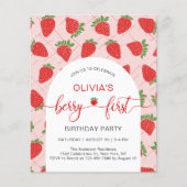 Prospectus 11,4 Cm X 14,2 Cm Budget Berry 1er Anniversaire Fête Invitation (Devant)
