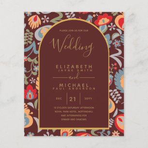 Prospectus 11,4 Cm X 14,2 Cm BUDGET Bilingue Espagnol Anglais Noces Mariage
