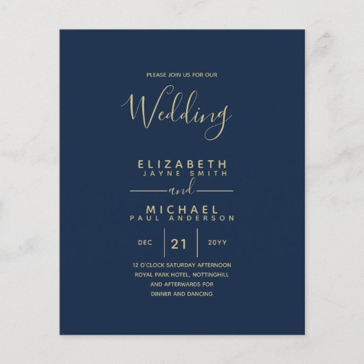 Prospectus 11,4 Cm X 14,2 Cm BUDGET Bilingue Espagnol Boda Anglais Mariage (Devant)