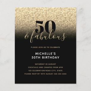 Prospectus 11,4 Cm X 14,2 Cm Budget Black Gold Parties scintillant 50e annivers