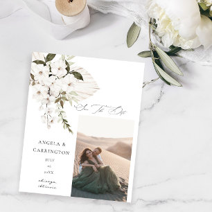 Prospectus 11,4 Cm X 14,2 Cm Budget Blanc Boho Floral Sauvegarder la Date Photo