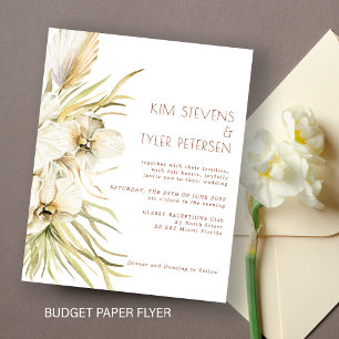 Prospectus 11,4 Cm X 14,2 Cm Budget blanc floral moderne faire-part de mariage