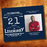 Prospectus 11,4 Cm X 14,2 Cm Budget bleu 21e anniversaire Invitation<br><div class="desc">Vous ou un bien-aimé avez 21 ans et méritez le meilleur ! Fêtez leur entrée dans l'âge adulte avec style avec cette invitation à 21e anniversaire qui respecte le budget. Montrez votre personnage légendaire avec leur photo préférée imprimée sur le devant, et le dos présente un design élégant de 21e...</div>