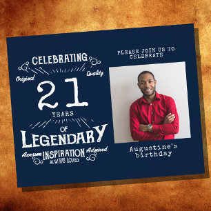 Prospectus 11,4 Cm X 14,2 Cm Budget bleu 21e anniversaire Invitation