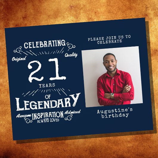 Prospectus 11,4 Cm X 14,2 Cm Budget bleu 21e anniversaire Invitation