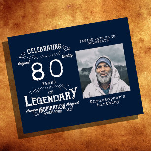 Prospectus 11,4 Cm X 14,2 Cm Budget bleu 80e anniversaire Invitation