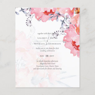 Prospectus 11,4 Cm X 14,2 Cm Budget Blush Pink Floral Dusty Blue Wedding