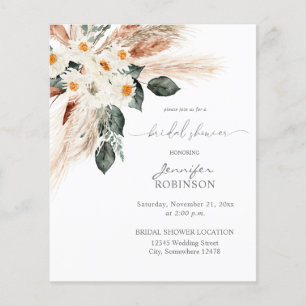 Prospectus 11,4 Cm X 14,2 Cm Budget Boho Copper Pampas Fête des mariées 3 Flyer