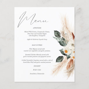 Prospectus 11,4 Cm X 14,2 Cm Budget Boho Cuivre & Beige Floral Menu Circulaire