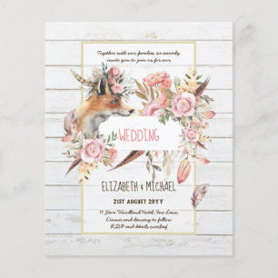 Prospectus 11,4 Cm X 14,2 Cm BUDGET Boho Woodland FOX Floral Mariage Moderne