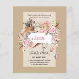 Prospectus 11,4 Cm X 14,2 Cm BUDGET Boho Woodland FOX Floral Mariage Moderne