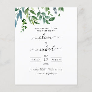 Prospectus 11,4 Cm X 14,2 Cm Budget Botanique Verdure Invitations de mariage