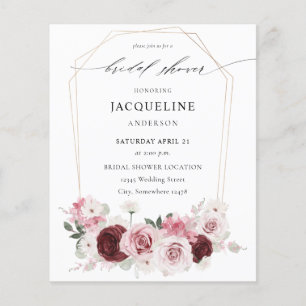 Prospectus 11,4 Cm X 14,2 Cm Budget Bourgogne & Ele rose Fête des mariées flora